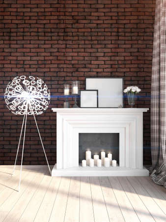Bright interior in a modern style . 3D renderの写真素材
