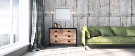 Bright interior in a modern style . 3D renderの写真素材