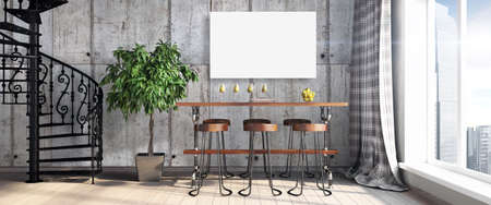 Bright interior in a modern style . 3D renderの写真素材