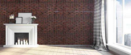 Bright interior in a modern style . 3D renderの写真素材