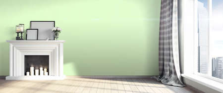 Bright interior in a modern style . 3D renderの写真素材