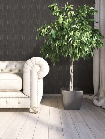 Bright interior in a modern style . 3D render