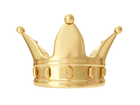 A king's golden crown on a white background. 3D renderingの写真素材