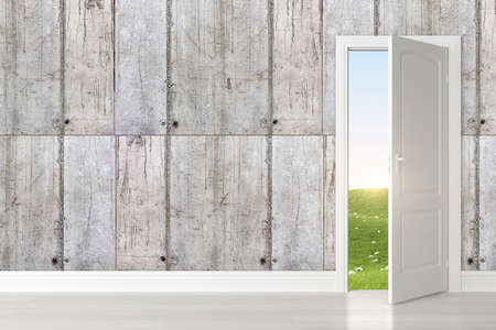 Empty loft interior and wooden floor. 3D renderingの写真素材