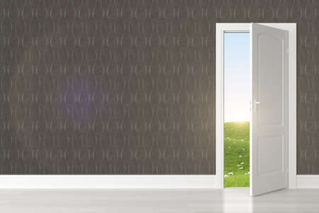 Empty loft interior and wooden floor. 3D renderingの写真素材