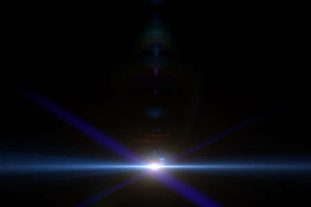 Lens flare effect in space 3D renderの写真素材