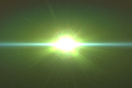 Lens flare effect in space 3D render