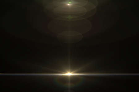 Lens flare effect in space 3D renderの写真素材