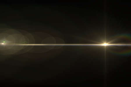 Lens flare effect in space 3D render
