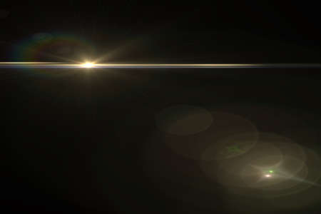 Lens flare effect in space 3D renderの写真素材