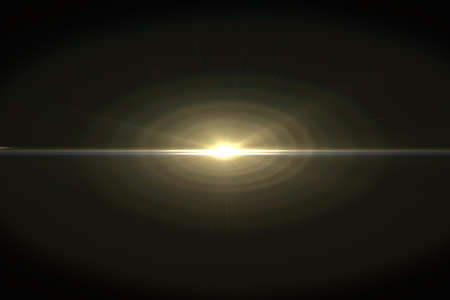 Lens flare effect in space 3D render