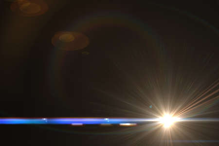 Lens flare effect in space 3D renderの写真素材
