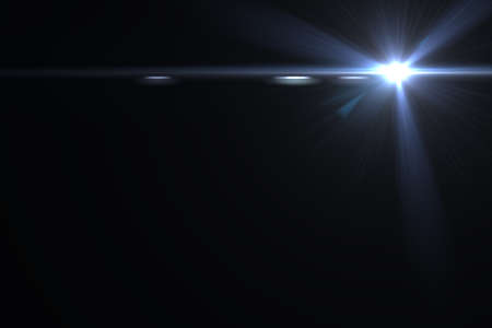 Lens flare effect in space 3D render