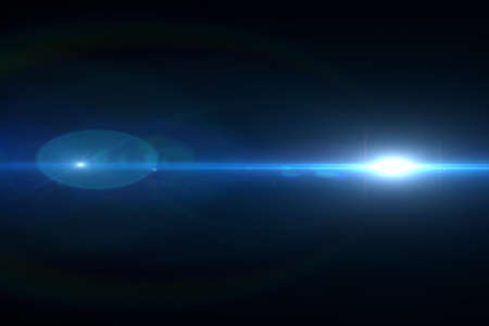 Lens flare effect in space 3D render