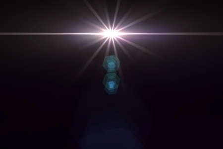 Lens flare effect in space 3D render