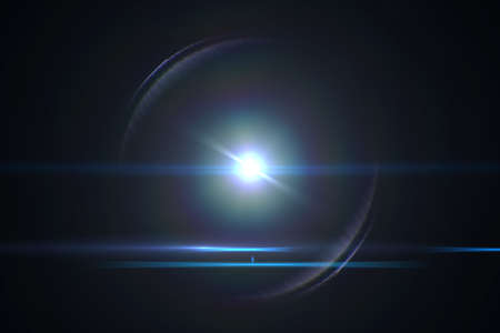 Lens flare effect in space 3D renderの写真素材