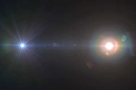 Lens flare effect in space 3D render