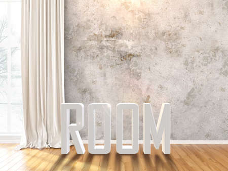 Bright interior with the word Room. 3D renderingの写真素材