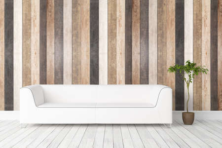 Beautiful modern interior with sofa. 3D rendering