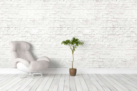 Beautiful modern interior with armchair. 3D renderingの写真素材