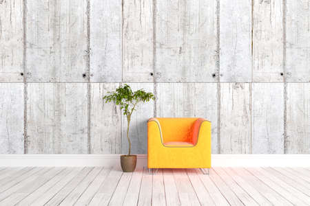 Beautiful modern interior with armchair. 3D renderingの写真素材