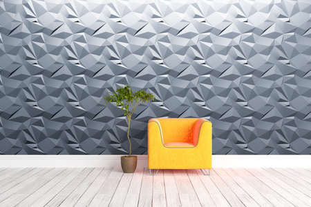Beautiful modern interior with armchair. 3D rendering