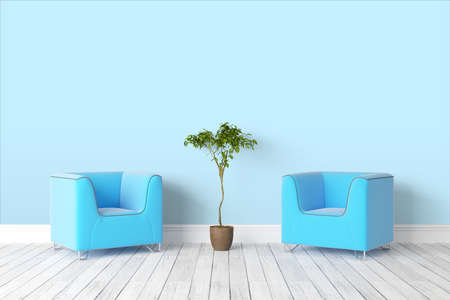 Beautiful modern interior with armchair. 3D renderingの写真素材