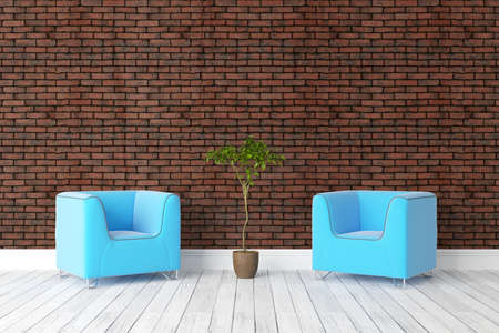 Beautiful modern interior with armchair. 3D renderingの写真素材