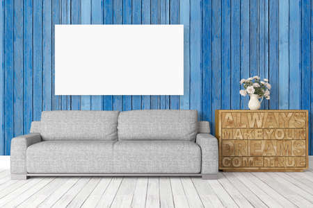 Beautiful modern interior with sofa. 3D renderingの写真素材