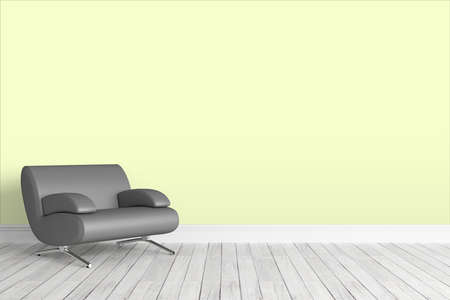 Beautiful modern interior with armchair. 3D rendering
