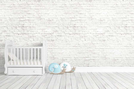 Beautiful modern interior with cot. 3D renderingの写真素材