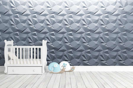 Beautiful modern interior with cot. 3D renderingの写真素材