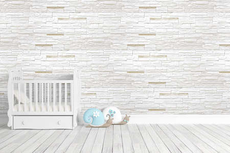 Beautiful modern interior with cot. 3D renderingの写真素材