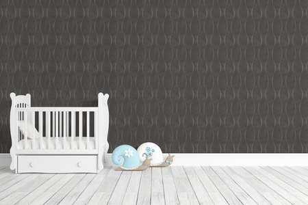 Beautiful modern interior with cot. 3D renderingの写真素材