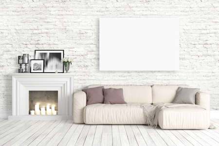 Beautiful modern interior with sofa. 3D renderingの写真素材