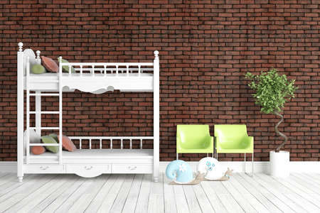 Beautiful modern interior with bed. 3D renderingの写真素材