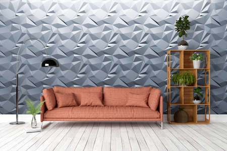 Beautiful modern interior with sofa. 3D renderingの写真素材