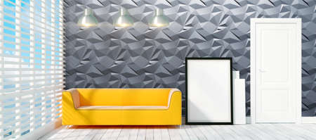 Beautiful modern interior with sofa. 3D renderingの写真素材