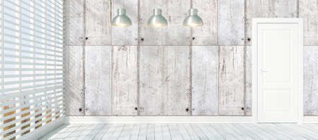 Modern empty interior with lamps. 3D renderingの写真素材
