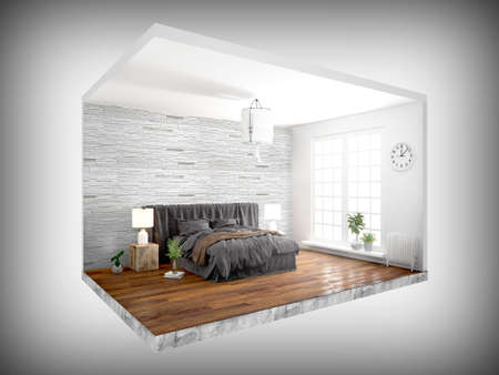 Concept interior with transparent walls. 3D renderingの写真素材