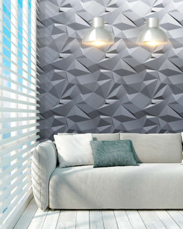 Beautiful modern interior with sofa. 3D renderingの写真素材