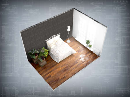 Concept interior with transparent walls. 3D rendering