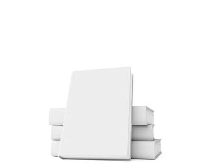 Blank book with white cover on white background. 3D renderingの写真素材