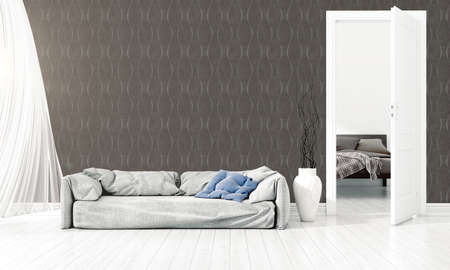 Modern bright interior . 3D renderingの写真素材