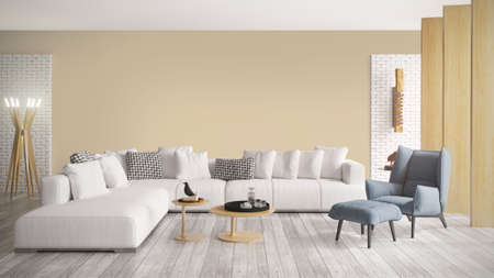 Modern bright interior . 3D rendering