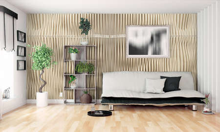 Modern bright interior . 3D rendering