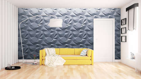 Modern bright interior . 3D renderingの写真素材