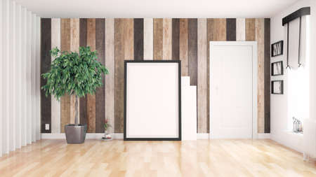 Modern bright interior . 3D renderingの写真素材