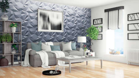 Modern bright interior . 3D renderingの写真素材
