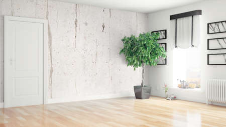 Modern bright interior . 3D rendering